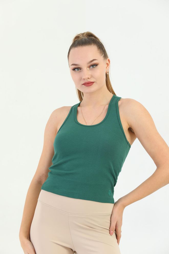 EDELLE Camiseta Sin Mangas Edelle Ribana Verde Oscuro Con Tirantes Cruzados Para Mujer Ropa al por mayor 0