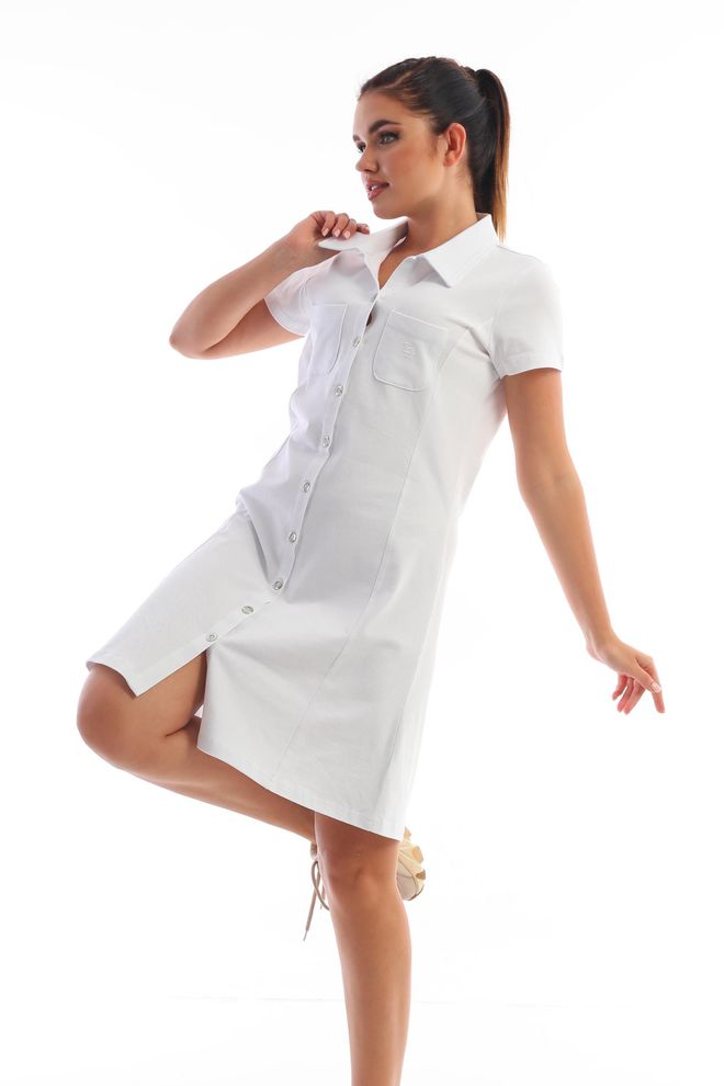 EDELLE فستان إيديل وايت بايك بأزرار كاجوال ملابس بالجملة قطن