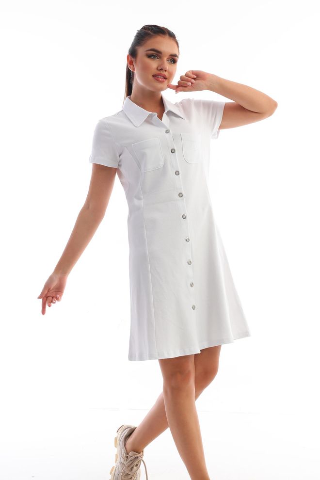 EDELLE فستان إيديل وايت بايك بأزرار كاجوال ملابس بالجملة عيد ميلاد