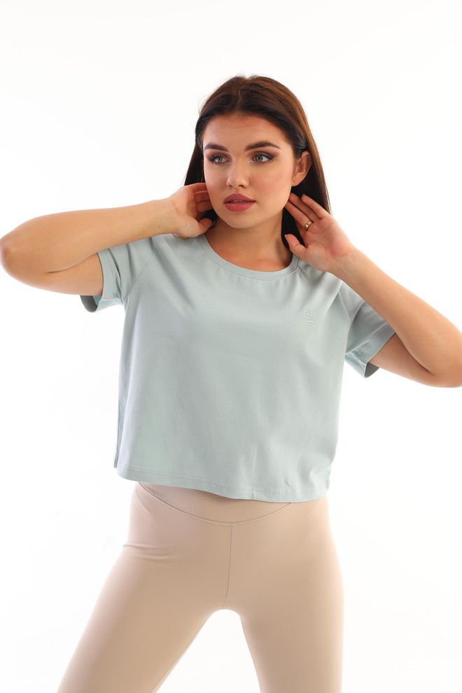 EDELLE T shirt Court À Col Rond Edelle Gris Glacé Pour Femmes Vêtements en gros Décontracté