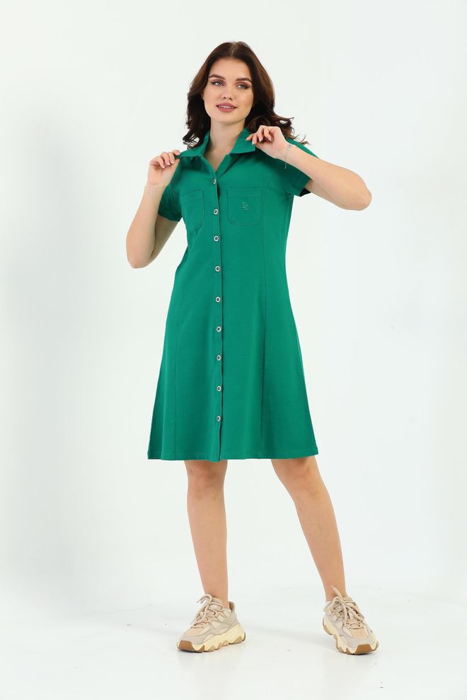 EDELLE فستان إيديل جرين بايك بأزرار كاجوال ملابس بالجملة عيد ميلاد