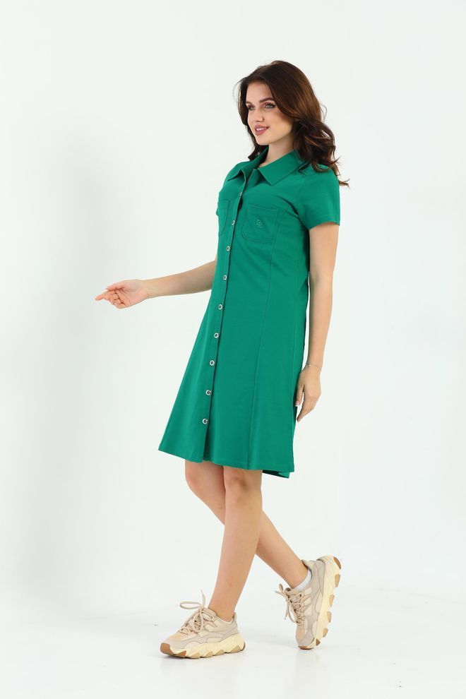 EDELLE فستان إيديل جرين بايك بأزرار كاجوال ملابس بالجملة قطن