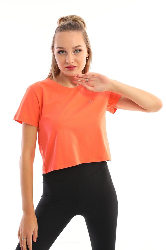 EDELLE Edelle Damen T Shirt Mit Rundhalsausschnitt Orange Großhandelskleidung Lässig