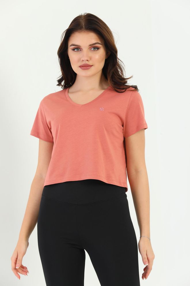 EDELLE T shirt Da Donna Edelle Tile Crop Con Scollo A V Abbigliamento all'ingrosso Casuale