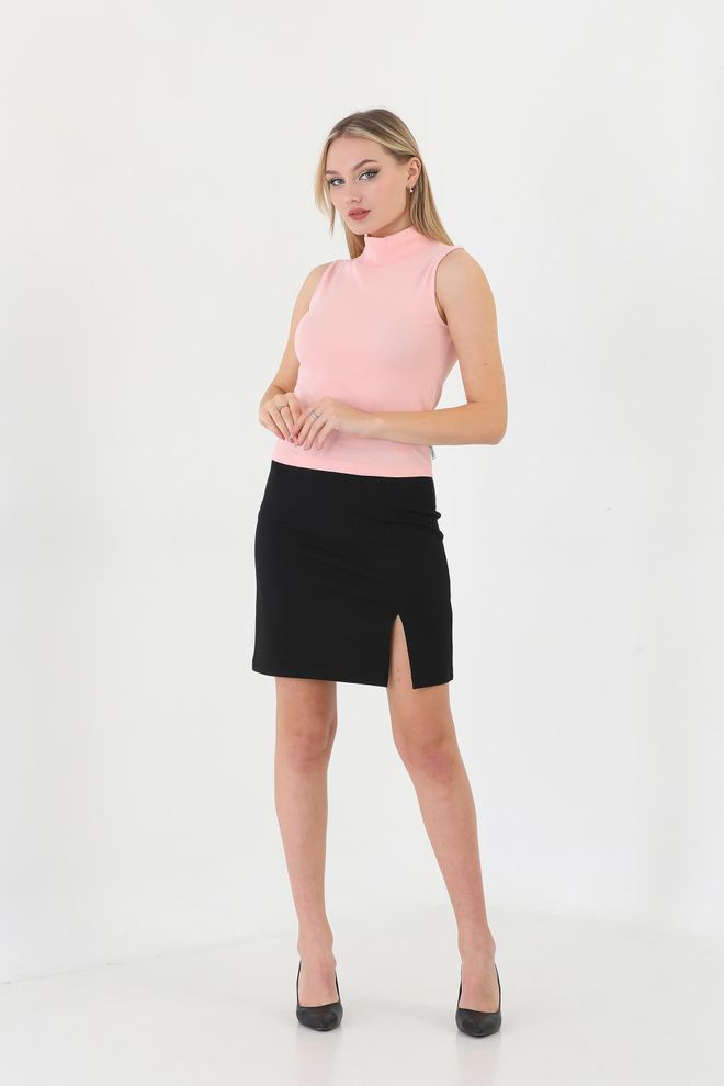 EDELLE Edelle Salmon Turtleneck Zero Sleeve Ribbed Blouse Wholesale Clothing No Fabric