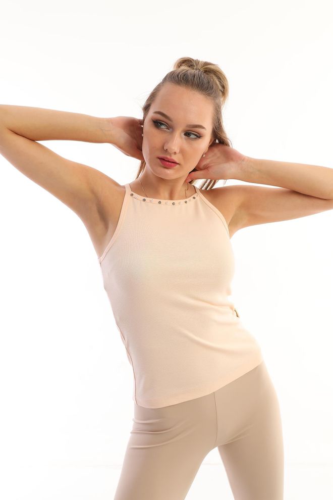 EDELLE Camiseta Sin Mangas Edelle Salmon Stone Con Tiras Bordadas Para Mujer Ropa al por mayor 0