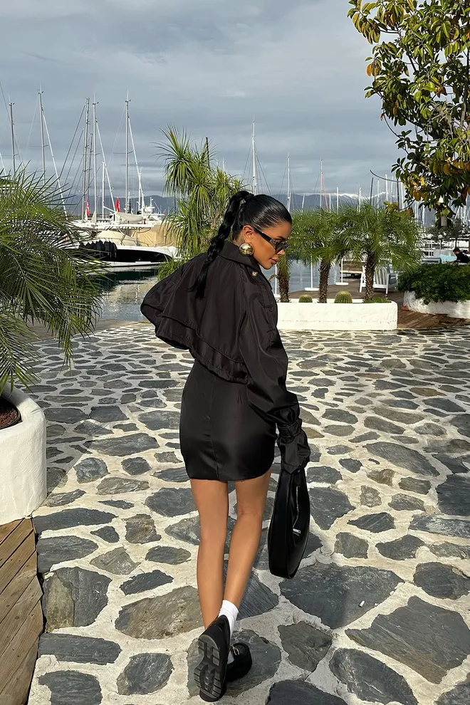 EYYO ATELIER Coco Black Button Detailed Skirt Suit Wholesale Clothing Sexy