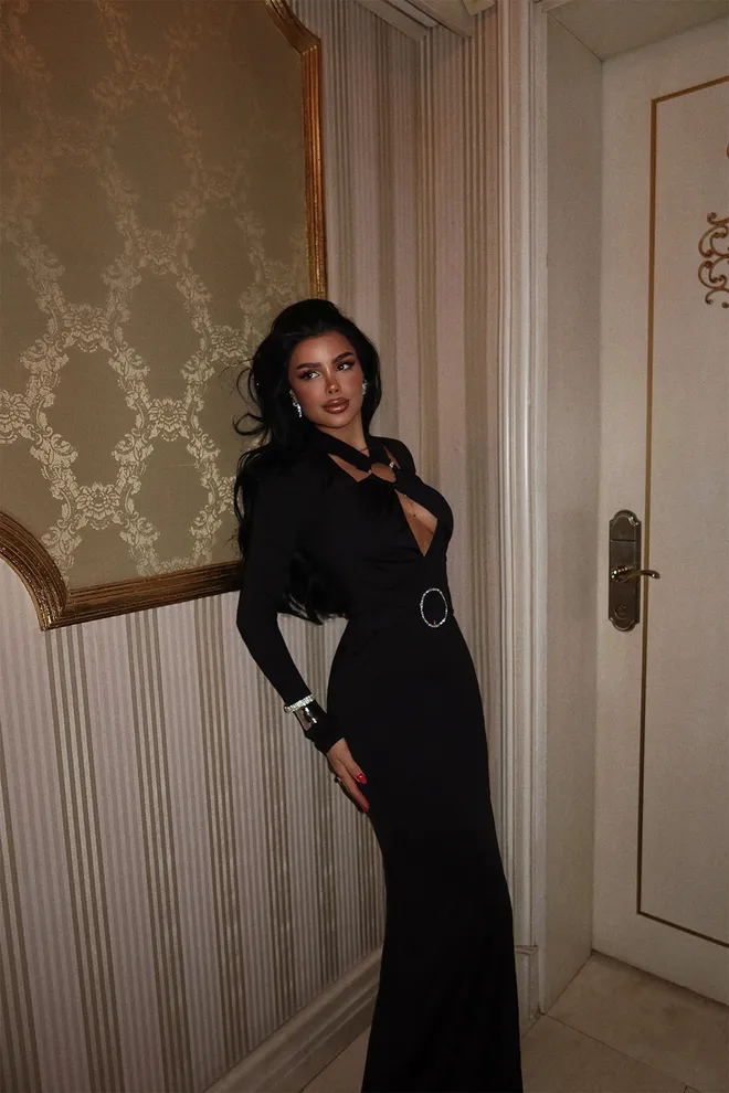 EYYO ATELIER Duga Haljina Sa Detaljima Crnog Prozora Велепродаја одеће Формални