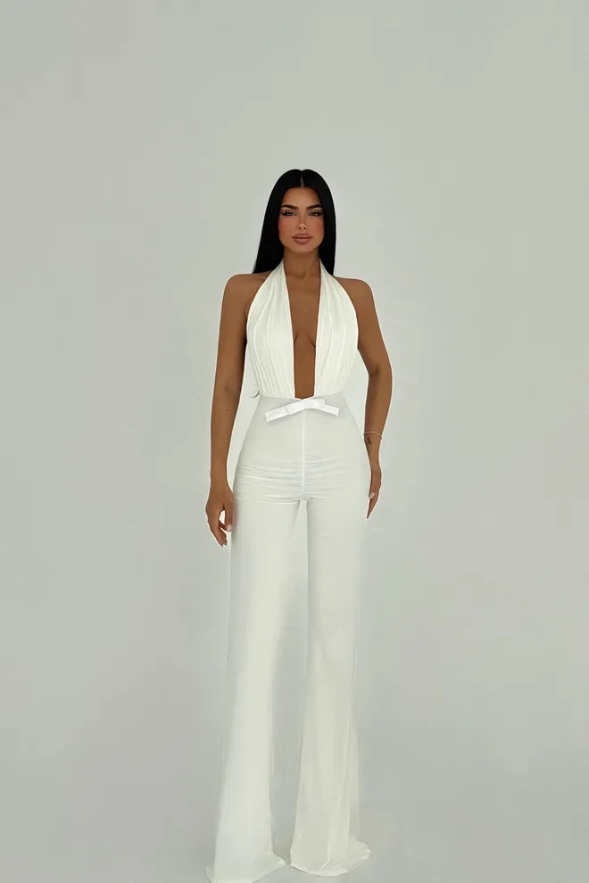 EYYO ATELIER White Maly Jumpsuit Wholesale Clothing Elegant