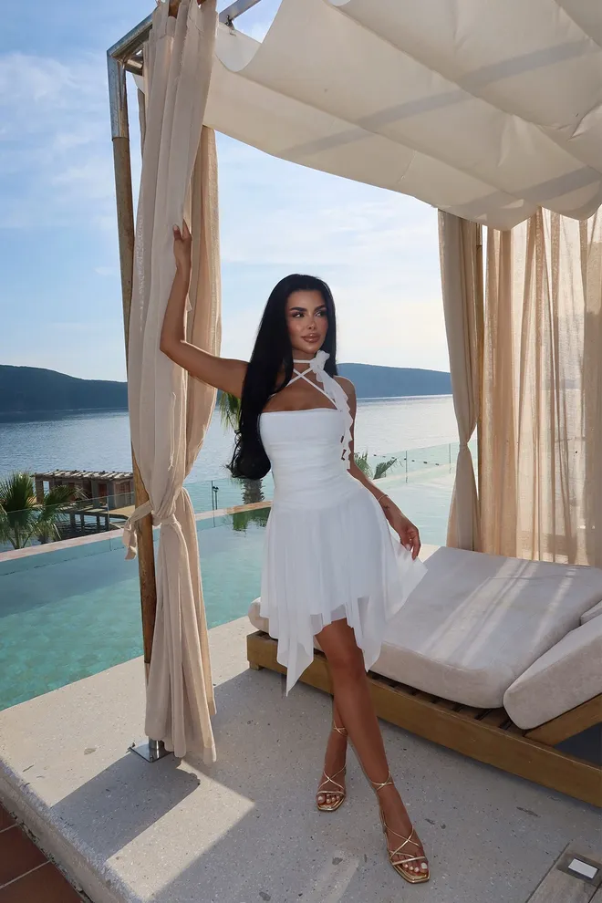 EYYO ATELIER White Delilah Mini Tulle Dress Wholesale Clothing Evening