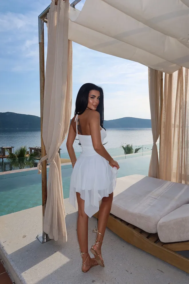 EYYO ATELIER White Delilah Mini Tulle Dress Wholesale Clothing Spring