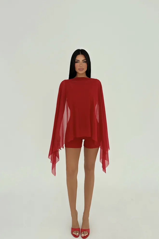 EYYO ATELIER Rdeči Osnovni Kombinezon Oblačila na debelo Eleganten