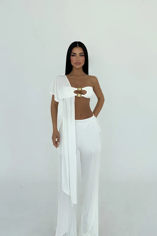 EYYO ATELIER Bela Obleka Balinega Oblačila na debelo Eleganten