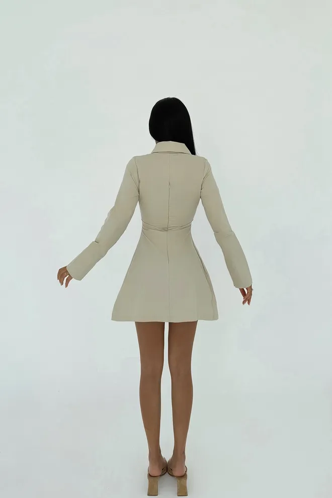 EYYO ATELIER Cream Herda Flared Dress Wholesale Clothing Birthday