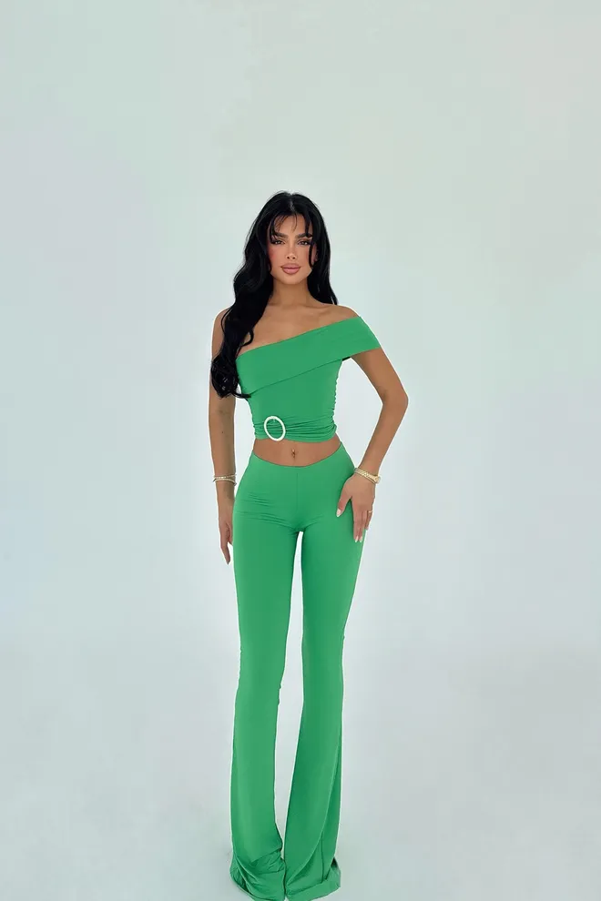 EYYO ATELIER Yeşil Pantolon Takımı Toptan Giyim Zarif