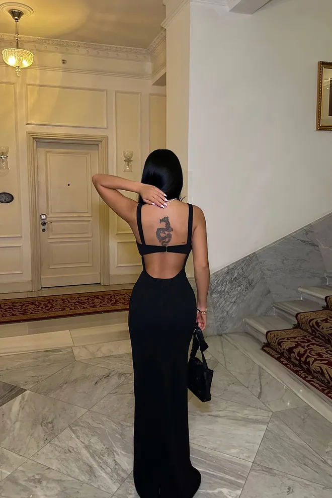 EYYO ATELIER Черное Платье На Бретелях Оптовая продажа одежды Формальный