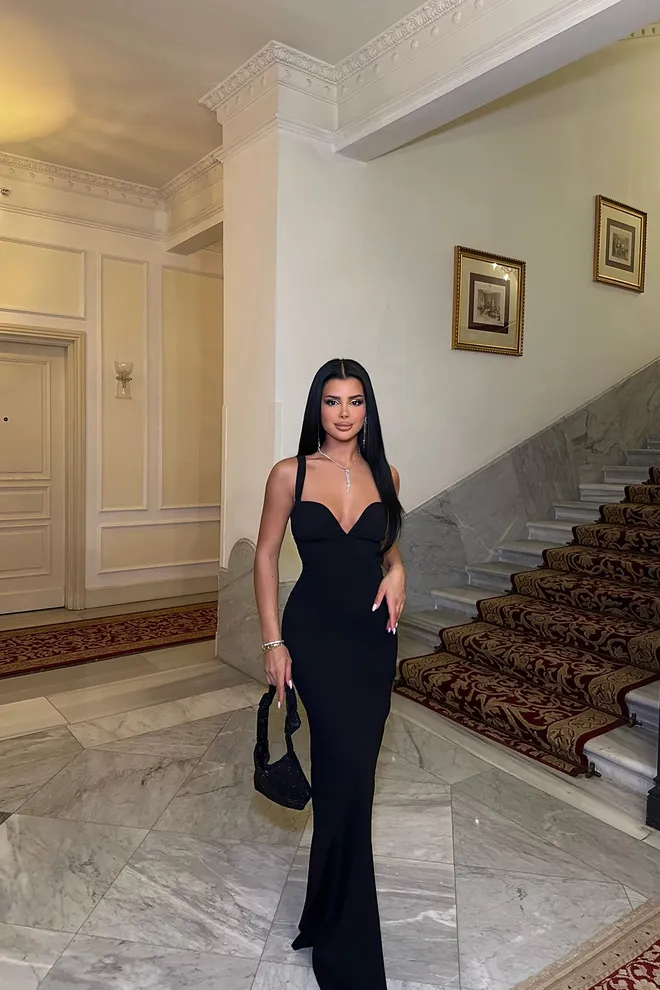 EYYO ATELIER Черное Платье На Бретелях Оптовая продажа одежды Полиэстер