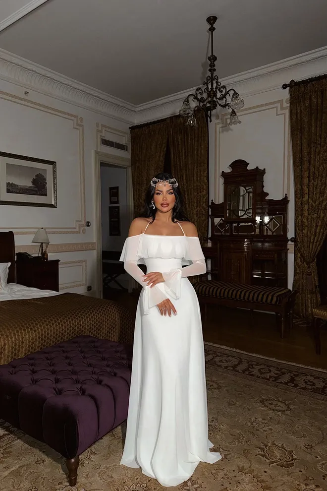 EYYO ATELIER Vestido Largo Con Tirantes Blanco Ropa al por mayor Elegante