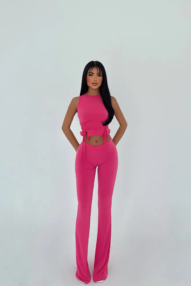 EYYO ATELIER Fuchsiafarbener Hosenanzug Großhandelskleidung Elegant