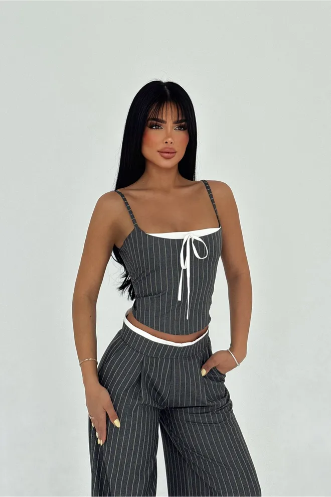 EYYO ATELIER Costum De Pantaloni Gri Îmbrăcăminte cu ridicata Poliester