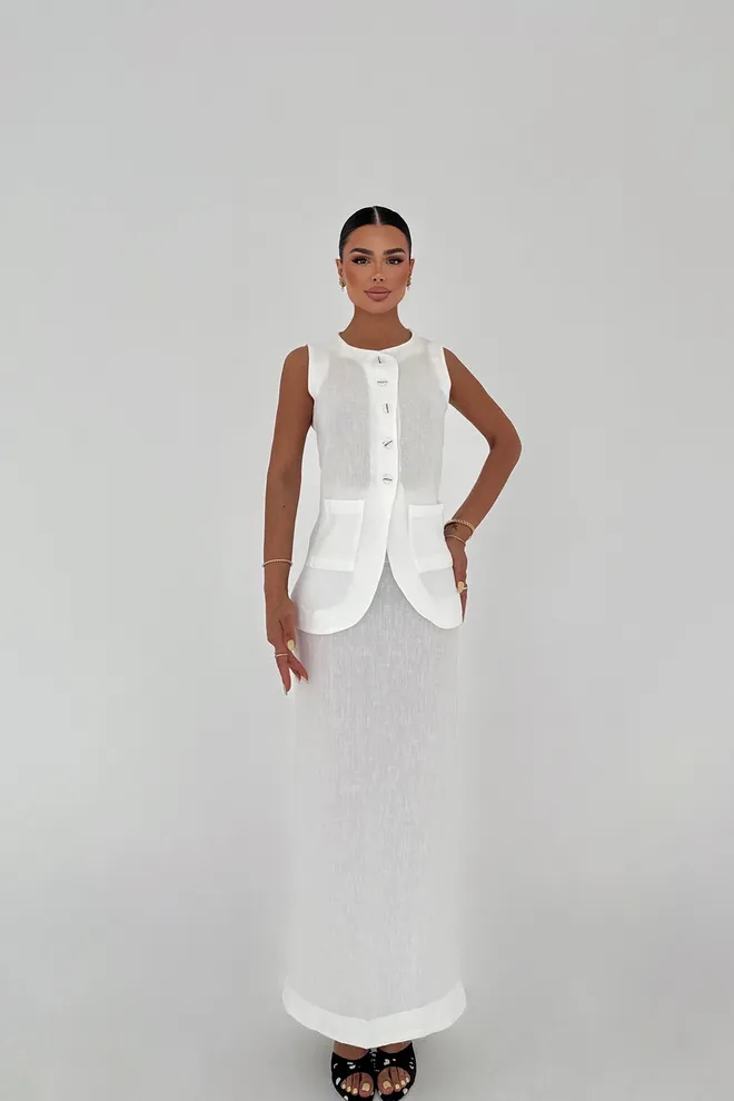 EYYO ATELIER Wit Rokkostuum Groothandel Kleding Elegant