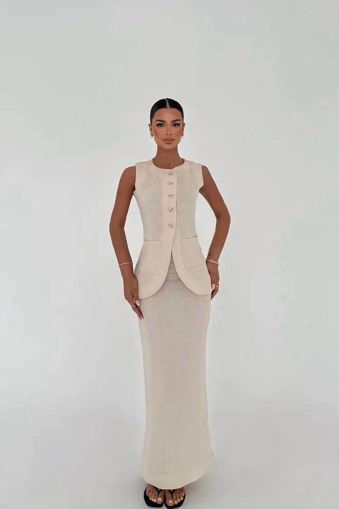 EYYO ATELIER Crèmekleurig Rokpak Groothandel Kleding Elegant