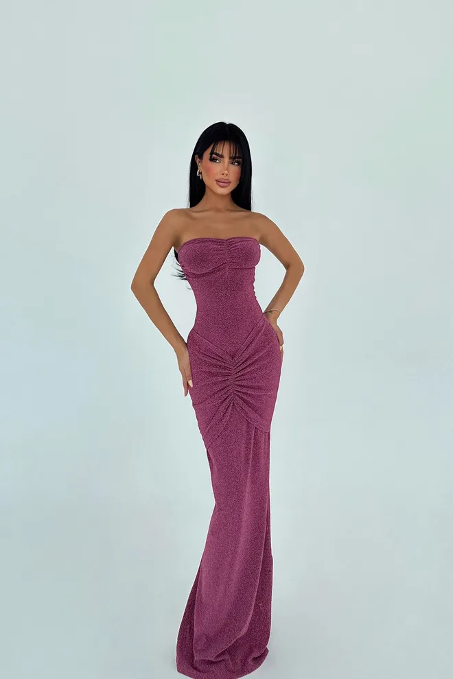 EYYO ATELIER Sukienka Fuksjowy Bez Ramiączek Bez Rękawów Bodycon Długość Do Podłogi Hurtowa sprzedaż odzieży 1