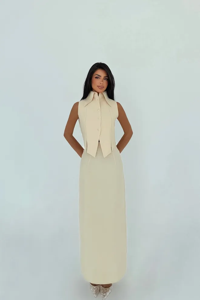 EYYO ATELIER Conjunto Elegante Formal Antiguo Beige Ropa al por mayor Antiguo