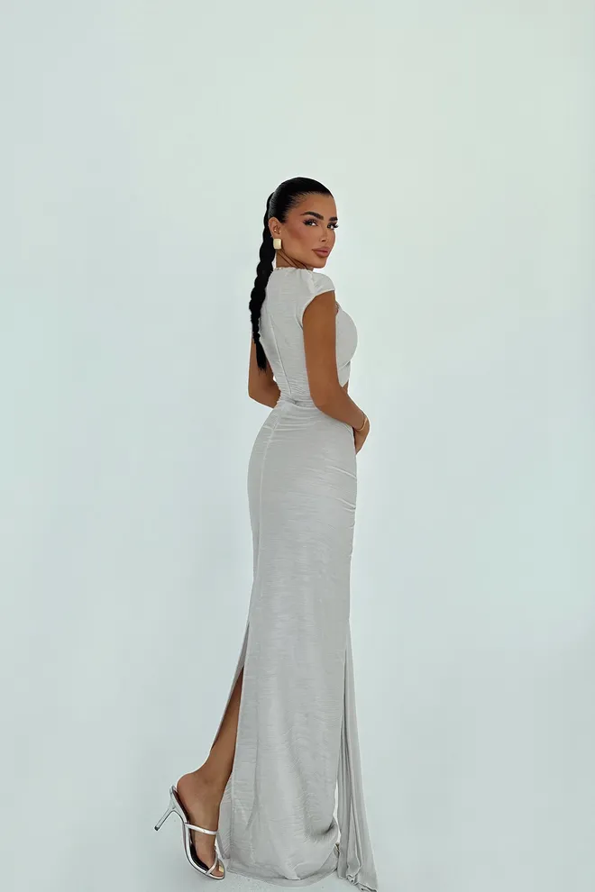 EYYO ATELIER Silver Elegant Glam Formal Dress Wholesale Clothing Cocktail