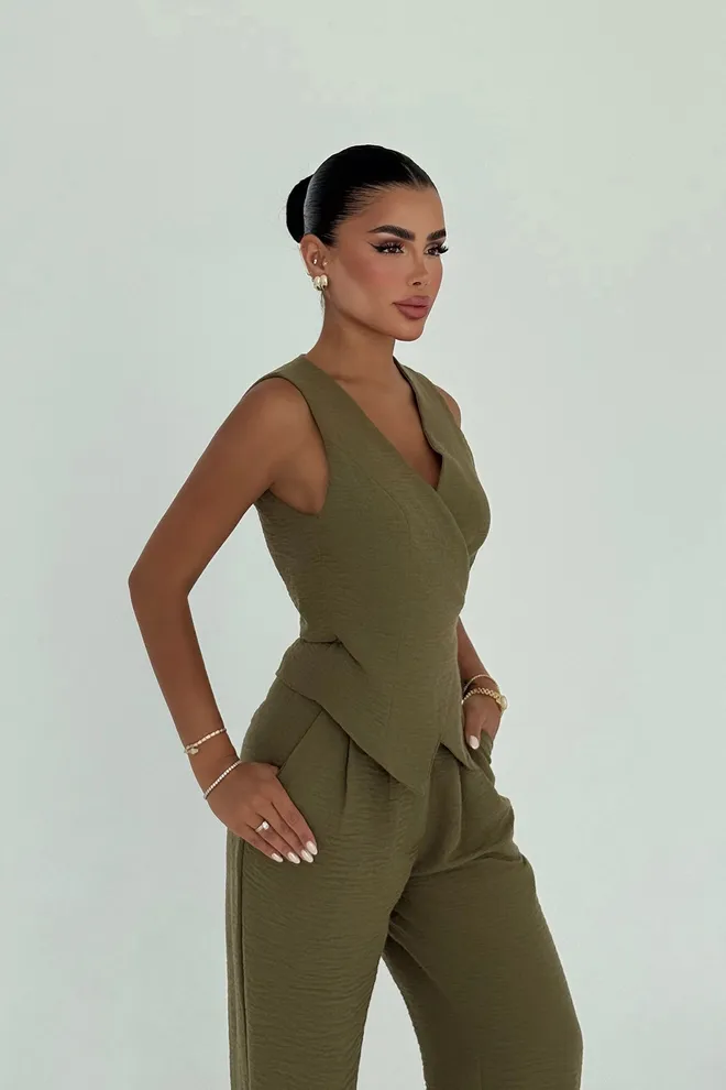 EYYO ATELIER Set Khaki Elegant Formal Lässig Großhandelskleidung 1