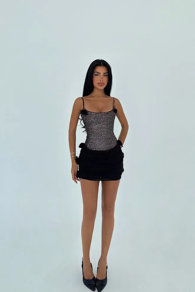 EYYO ATELIER Robe Noire Sexy Élégante Formelle Glam Bodycon Vêtements en gros Sexy