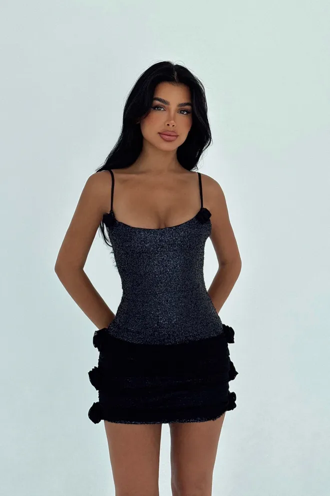 EYYO ATELIER Black Sexy Elegant Glam Bodycon Mini Dress Wholesale Clothing 1