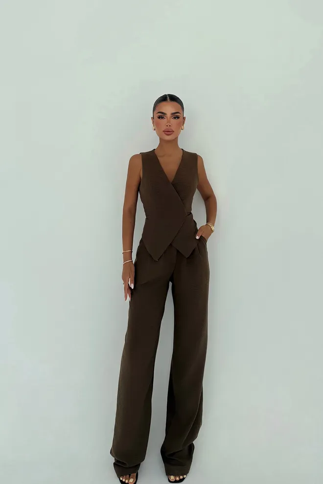 EYYO ATELIER Braun Formal Eleganter Anzug Großhandelskleidung Lässig