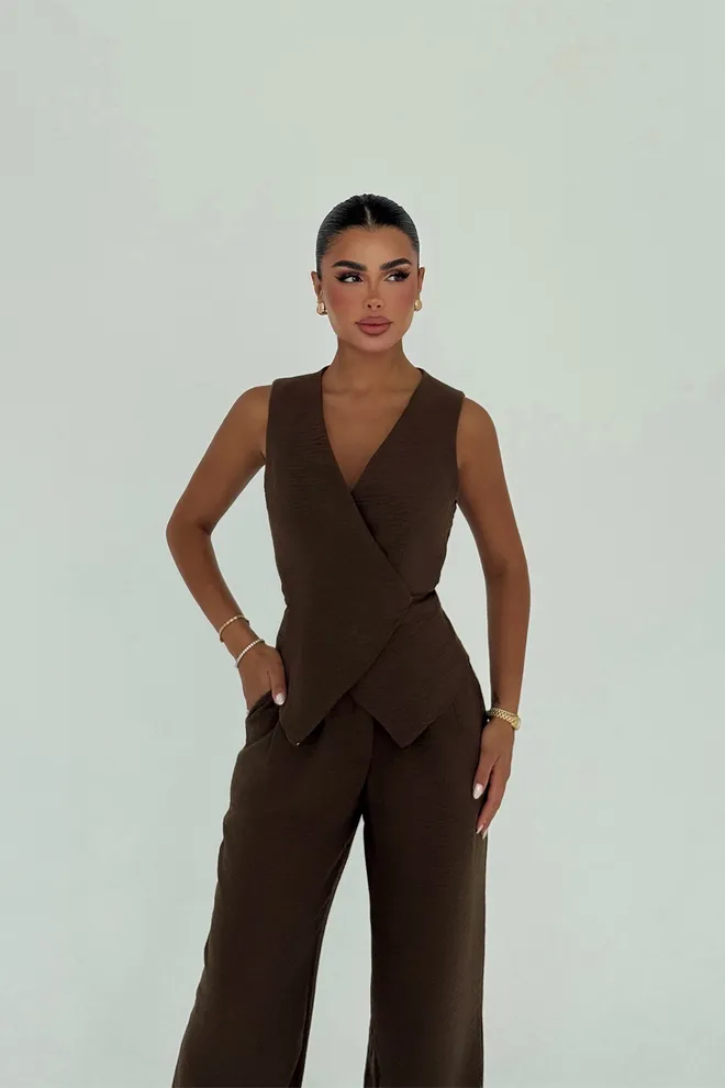 EYYO ATELIER Brown Formal Elegant Suit Wholesale Clothing 1