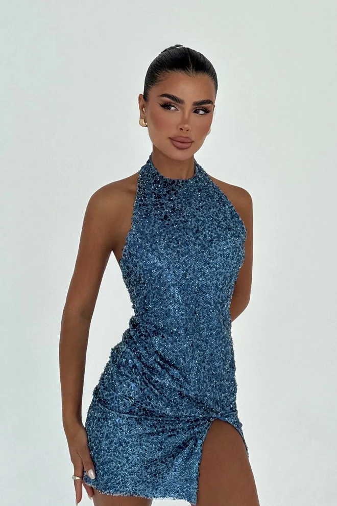 EYYO ATELIER Синий Одеваться Сексуальный Гламурный Облегающее Тело Мини Оптовая продажа одежды 1