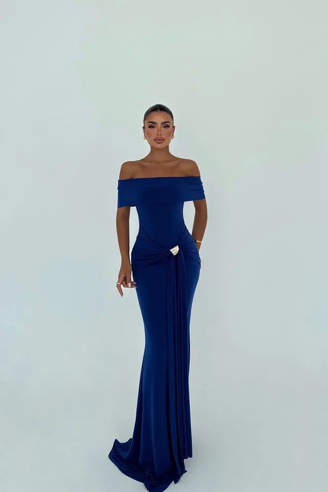 EYYO ATELIER Vestido Bodycon Sensual Elegante Azul marinho Roupas por atacado Sensual