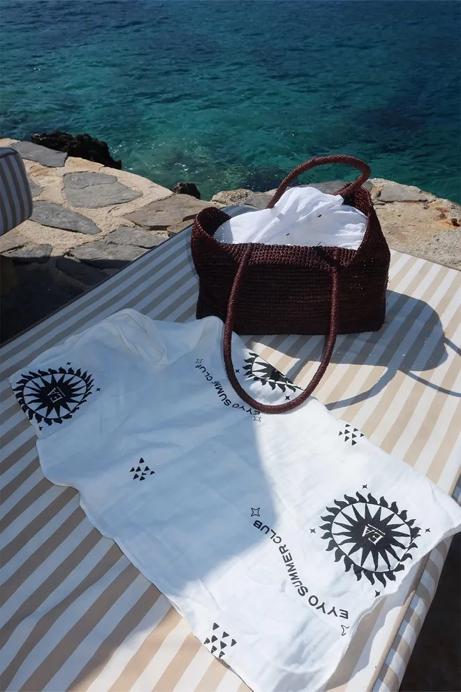 EYYO ATELIER White Casual Boho Elegant Pareo With Letter Print Wholesale Clothing 1