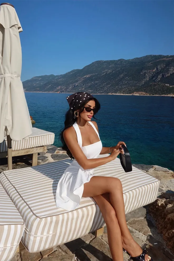 EYYO ATELIER White Sexy Casual Elegant Vintage Retro Formal Dress Wholesale Clothing Spring