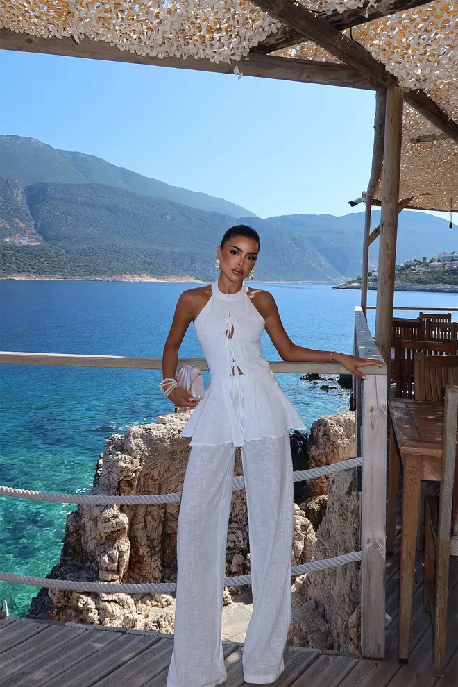 EYYO ATELIER Conjunto Blanco Casual Elegante Boho Sexy Ropa al por mayor Casual