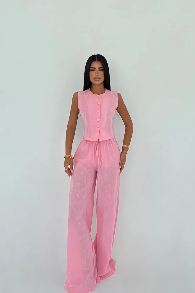 EYYO ATELIER Pink Elegant Casual Set Wholesale Clothing Casual