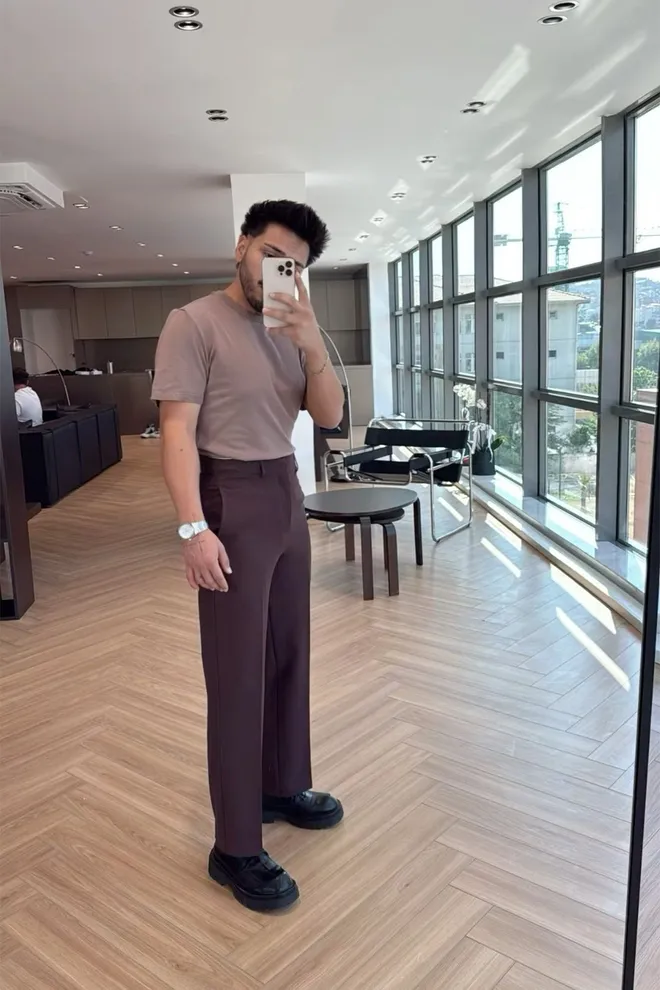 EYYO ATELIER Beige Casual Elegant Shirt With Round Neck Wholesale Clothing 1