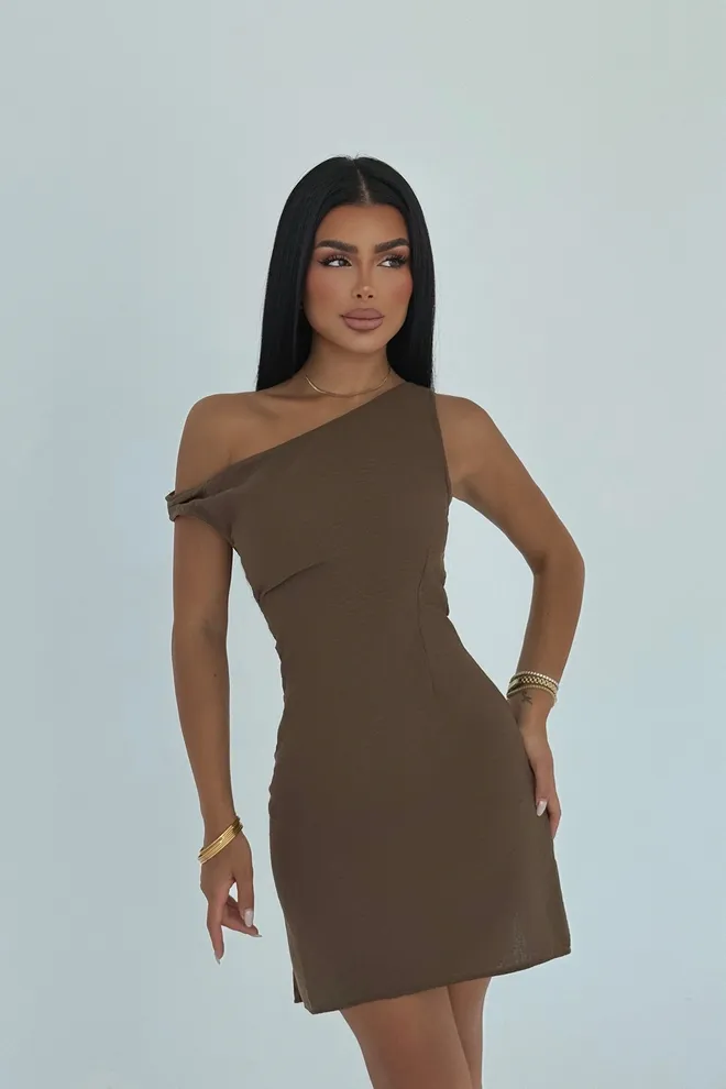 EYYO ATELIER Brown Sexy Elegant Bodycon Mini Dress Wholesale Clothing Casual
