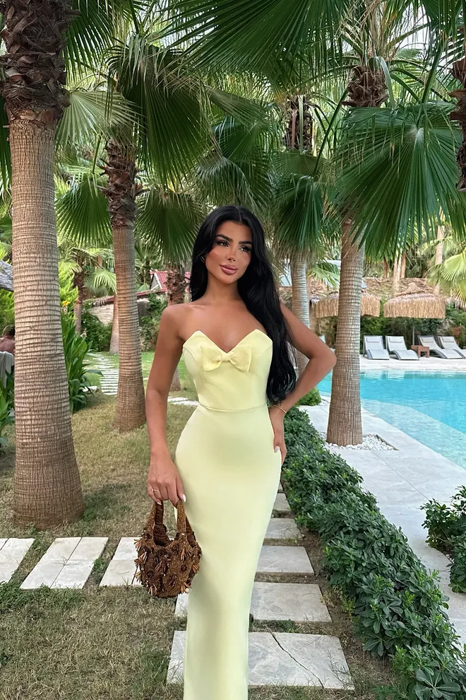EYYO ATELIER Yellow Sexy Elegant Formal Glam Bodycon Dress Wholesale Clothing 1