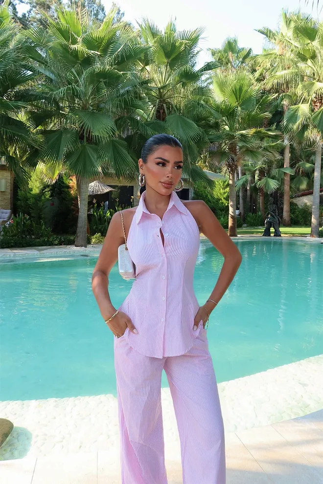 EYYO ATELIER Cor de rosa Casual Elegante Sensual Conjunto Roupas por atacado Primavera