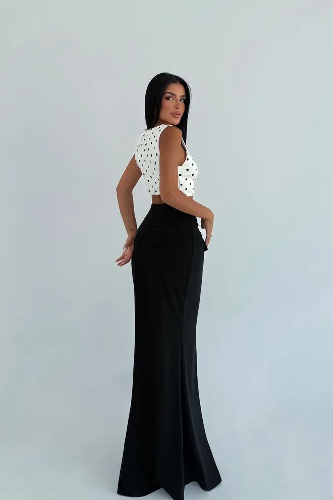 EYYO ATELIER Elegant Black Mermaid Maxi Skirt With Flap Pocket Wholesale Clothing Spring