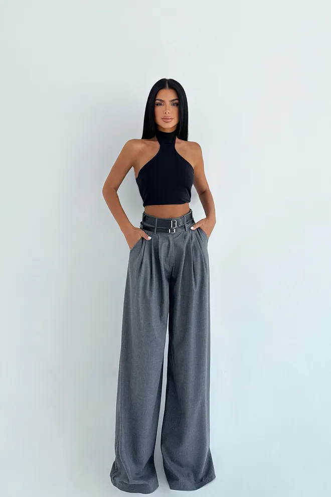 EYYO ATELIER Sive Elegantne Palazzo Hlače Oblačila na debelo 1