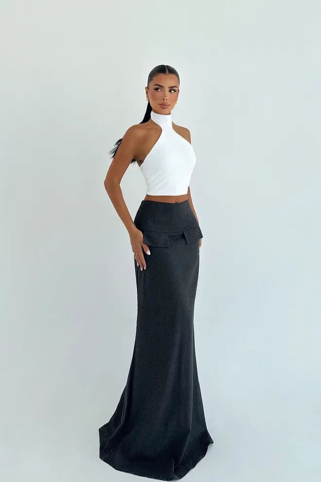 EYYO ATELIER Elegantna Črna Maxi Krilo Morska Deklica Oblačila na debelo Vintage