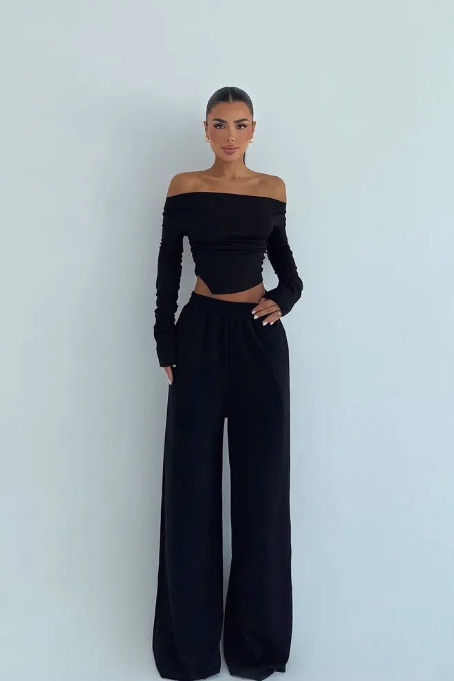 EYYO ATELIER Conjunto Sexy Elegante Negro Ropa al por mayor Casual