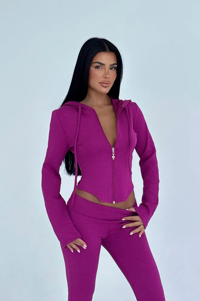 EYYO ATELIER Conjunto Casual Desporto Sensual Fúcsia Roupas por atacado 1
