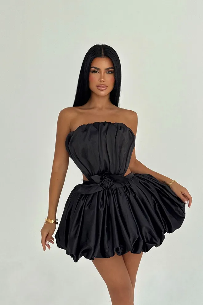 EYYO ATELIER Black Senda Mini Elbise Îmbrăcăminte cu ridicata 1